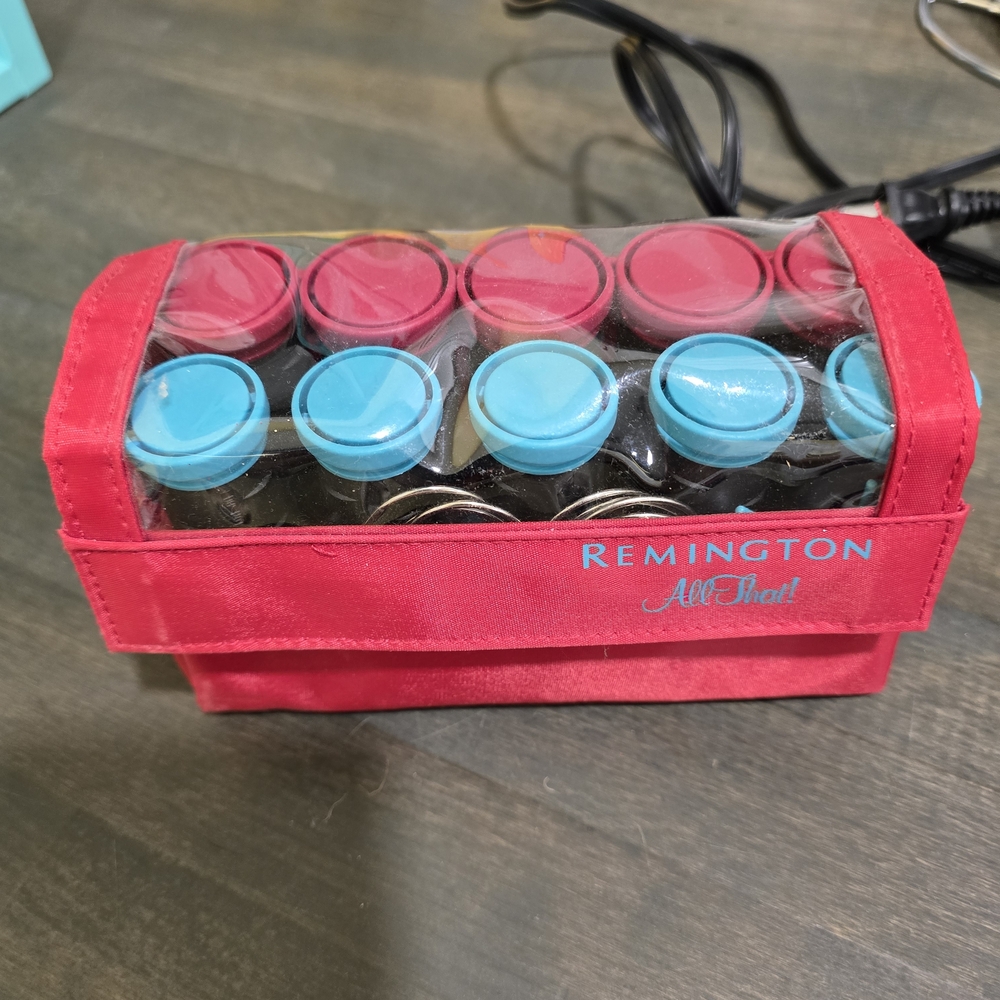 Remington All That Travel Curlers Rollers Red Pouch All 10 Clips Great Condition